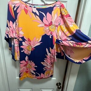 Trina Turk Pink and Blue Floral swim coverup mini dress. Stunning!!!!